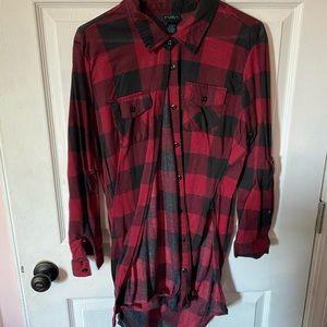 Long Red and Black Flannel